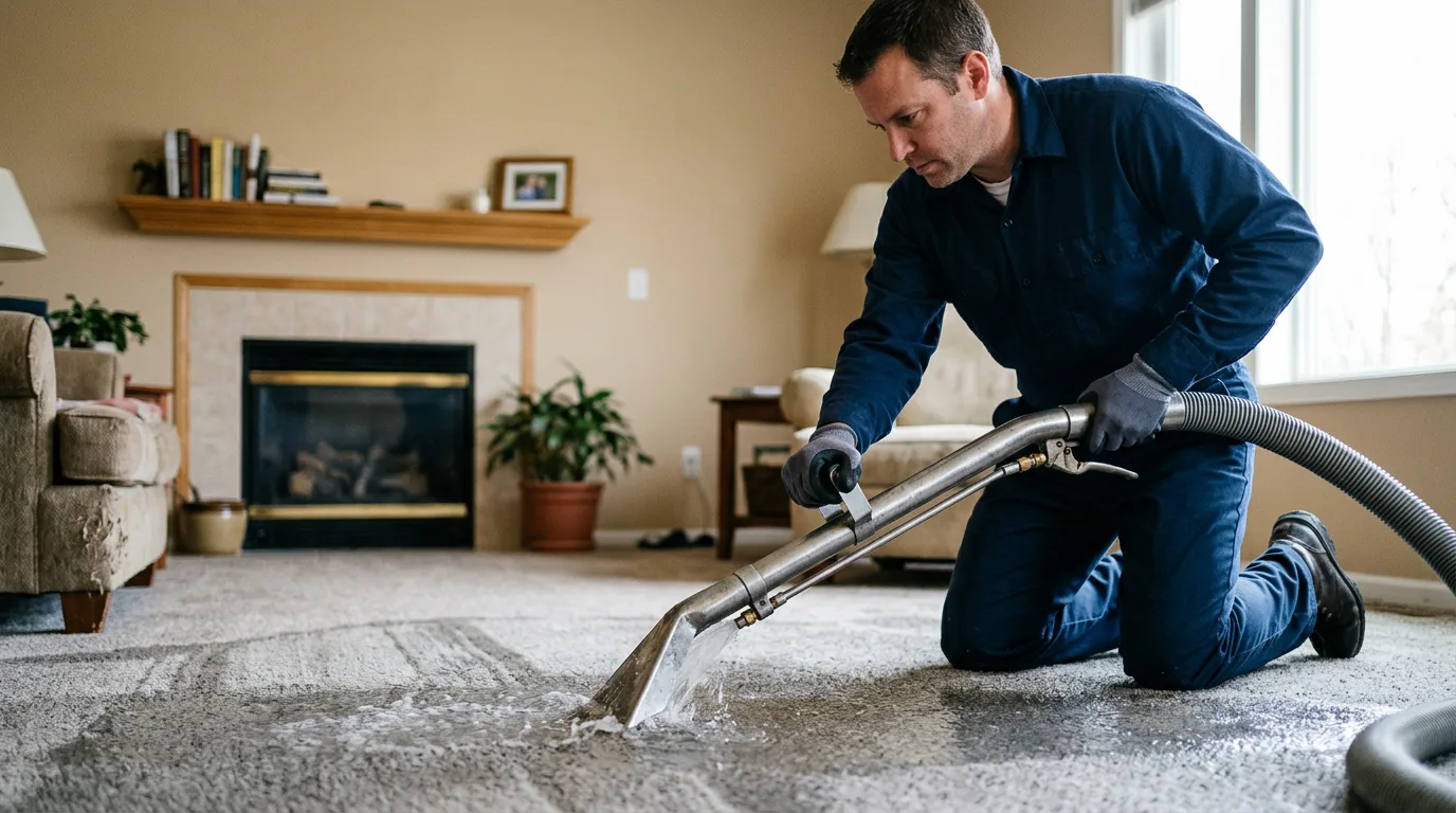 Water damage restoration technician working near Lewiston, MI